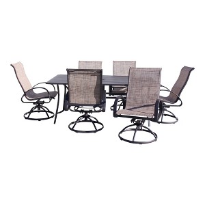 Courtyard Casual Santa Fe 7 pc Swivel Sling Rocker 72" Rectangle Dining Set  Includes one Rectangle table and 6 Swivel Rockers - 1 of 4