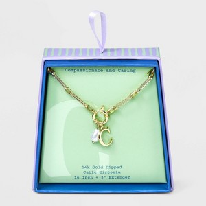 14K Gold Dipped Pearl Charm on Chain Initial Necklace - A New Day Gold - 1 of 4