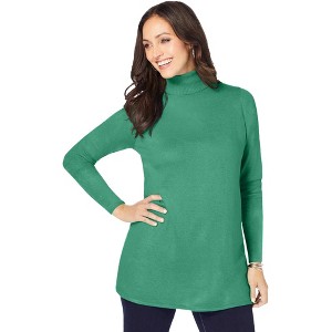 Jessica London Women's Plus Size Cotton Cashmere Turtleneck - 1 of 4
