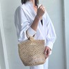 Adornia Natural Crochet Bucket Bag with Bamboo Handle - 3 of 4