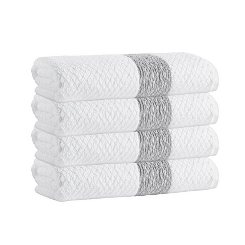 4pc Anton Turkish Cotton Bath Towel Set White - Enchante Home