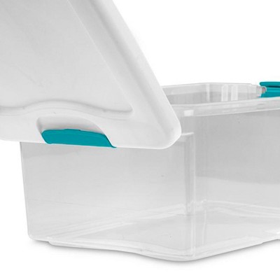 Clear Stackable Plastic Storage Boxes with Latching Lids, 24 Pack
