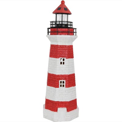 Sunnydaze Outdoor Backyard Garden Nautical Lighthouse Solar LED Pathlight Statue Figurine - 36"