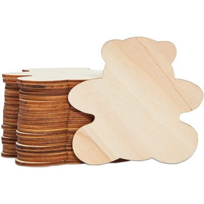 Teddy Bear Wood Cutouts 6-inch, Pack of 50 Wooden Crafts to Paint