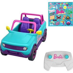 Barbie Hot Wheels RC SUV & Stickers, Battery-Powered Toy Truck, Fits 2 Barbie Dolls - 1 of 4