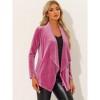 INSPIRE CHIC Women's Shawl Collar Pocket Open Front Velvet Cardigan - 2 of 4