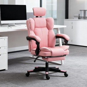 Reclining Gaming Office Chair with Adjustable Headrest and Footrest, Padded Seat and Lumbar Support for Home or Study Room -3irtyhousy - 1 of 4