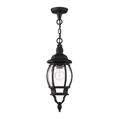 Frontenac Textured Black Outdoor Pendant Lantern with Clear Beveled Glass