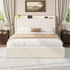 Full Size Boucle Bed Frame with Storage Headboard, Charging Station and LED Lights - 3 of 4