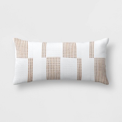 Oversize Woven Outdoor Lumbar Beige/White - Threshold™ designed with Studio McGee