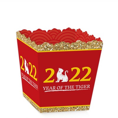 Big Dot of Happiness Chinese New Year - Party Mini Favor Box - 2022 Year of the Tiger Treat Candy Box - Set of 12