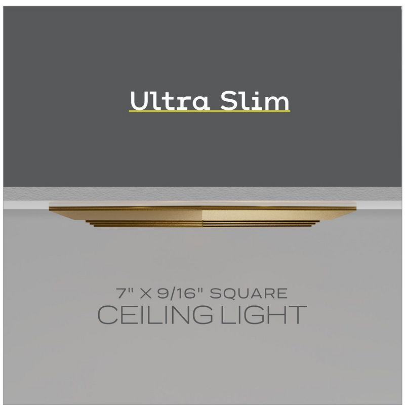 Next Glow Ultra Slim 7" LED Ceiling Light Fixture, 4000K Square, Flush Mount Light, 3 of 10