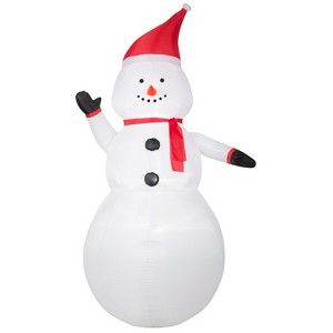 Gemmy Christmas Inflatable Snowman with Santa Hat, 8 ft Tall, Multi - 1 of 4