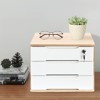 YIYIBYUS 3Tiers Wooden Desktop Storage Box, Desk Organizer with Lockable Drawers - 2 of 4
