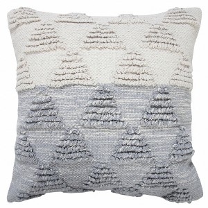 20" X 20" Heathered Gray And Off-White 100% Cotton Geometric Zippered Pillow - 1 of 4