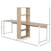 INFURNIC Decorative Bookshelf 88 Inch Double Workstation Writing Table Desk with Storage Shelves, Brown, 88.25"*23.5"*55" - 2 of 4