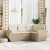 vidaXL 4 Piece Patio Sofa Set with Cushions Poly Rattan - Beige and Cream With Table - 2 of 4