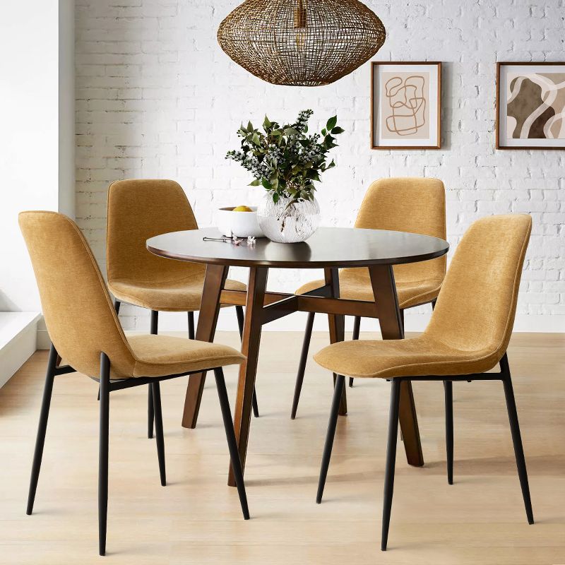 Oslo Chenille Dining Room Chairs Set Of 4,Upholstered Dining Chairs With Black Legs,Armless Dining Chair-Maison Boucle, 1 of 11