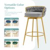 31.5" Metal 180¡ã Swivel Upholstered Counter Stools with Low Back & Hand-Woven Design, Set of 2 for Kitchen and Dining - 4 of 4