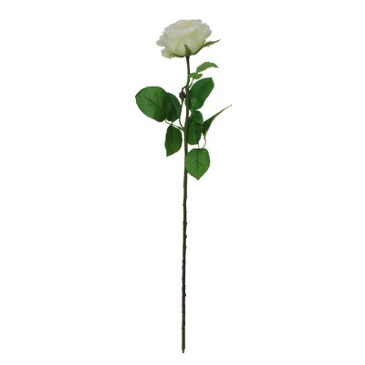 Northlight 27" White and Green Long Single Stem Budding Rose Artificial Pick