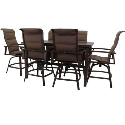 Courtyard Casual Madison 7 pc Balcony Set  Includes:  One Balcony Table and Six Swivel Balcony Bar Stools