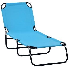 Folding Chaise Lounge Pool Chairs, Outdoor Sun Tanning Chairs with 5-Level Reclining Back, Steel Frame for Beach, Patio - 1 of 4