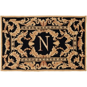Monogram MON219 Hand Hooked Outdoor Door Mat - Black - 2'6"x4' - Safavieh - 1 of 2