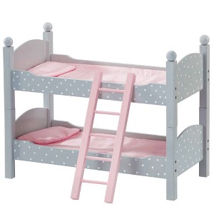 Olivia's Little World 18" Doll Wooden Convertible Bunk Bed with Ladder Gray - 1 of 4