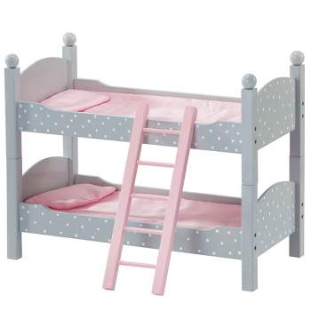 Olivia's Little World 18" Doll Wooden Convertible Bunk Bed with Ladder Gray