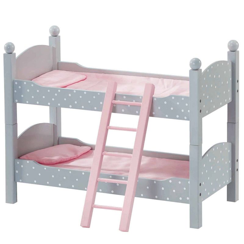 Olivia&#39;s Little World 18&#34; Doll Wooden Convertible Bunk Bed with Ladder Gray, 1 of 9