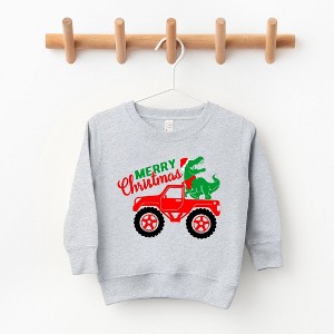 The Juniper Shop Christmas Dino Truck Youth Ultra-Soft Graphic Sweatshirt - 1 of 3