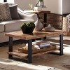 Alpine Live Edge Wood Coffee Table Natural - Alaterre Furniture: Acacia Sofa Table, Metal Legs, Rectangular - 2 of 4