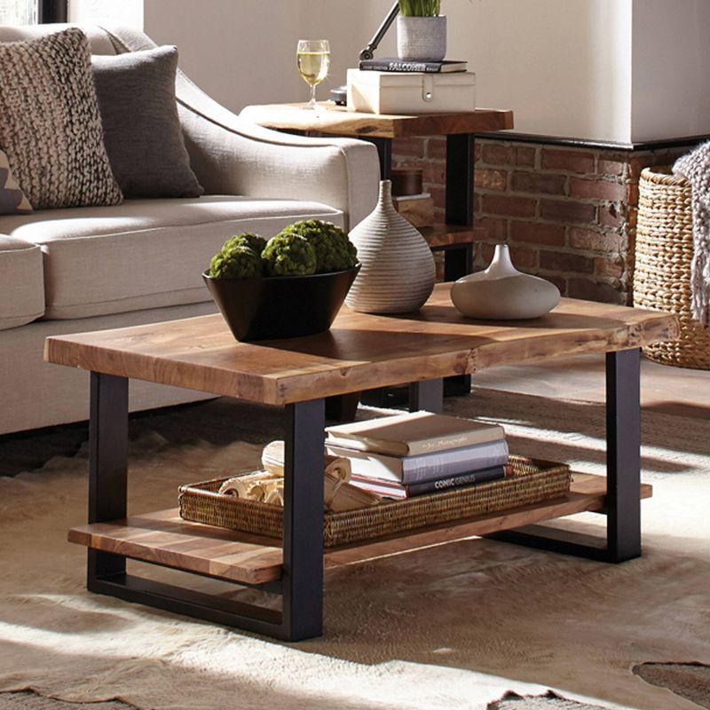 Alpine Live Edge Wood Coffee Table Natural - Alaterre Furniture, 3 of 7