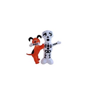 A Holiday Company 4 ft. Prelit Puppy with Skeleton Inflatable - 1 of 1