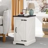 Farmhouse Nightstand with Charging Station & Barn Door & Adjustable Shelf, Rustic Sofa Side Table for Living Room, Bedroom - 2 of 4