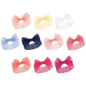 Hudson Baby Infant Girl Cotton and Synthetic Headbands Bundle Set, Periwinkle Yellow Pink Coral, 0-24 Months - 1 of 3