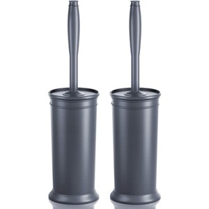 2-Pack Extra Long Toilet Brush Set with Covered Holders - Deep Cleaning Reach, Space-Saving Design, Ultimate Value for Bathrooms - 1 of 4