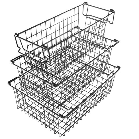 Farmlyn Creek 4 Pack Plastic Baskets for Organizing, Small White Bins with  Gray Handles for Kitchen, Bathroom, Laundry, Shelf (5 Inches)