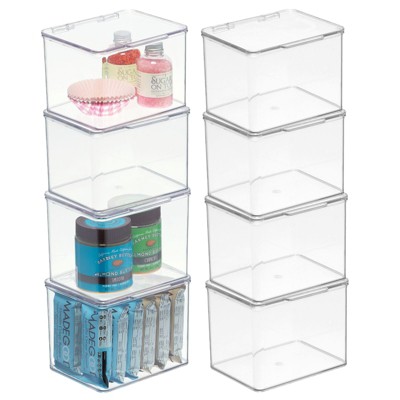 mDesign Plastic Kitchen Pantry/Fridge Storage Organizer, Hinge Lid