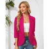 Womens 3/4 Sleeve Open Front Peplum Blazer Causal Business Notched Lapel Jacket Lightweight Slim Fit Suits Office Formal Blazer Jacket - Rose,S - 4 of 4