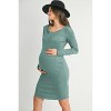 Hello Miz Women's Ribbed Knit Maternity Sweater Dress with Lettuce Hem - 2 of 4