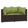 vidaXL Patio Corner Sofas with Cushions 2 pcs Brown Poly Rattan - 2 of 4