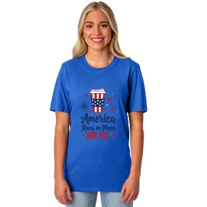 Runs On Mom Coffee Women's 4th Of July Crewneck Short-Sleeve T-Shirt - 1 of 4
