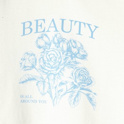 Cat & Jack Girls' Short Sleeve 100% Cotton 'Beauty Bouquet' Graphic T-Shirt - Cat & Jack™ Cream L Plus — фото 3