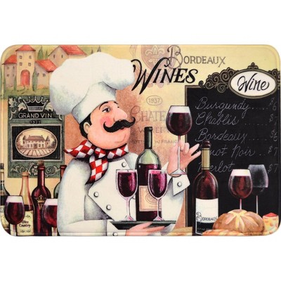 J&V Textiles Chalkboard Chefs Designer Chef Oil & Stain Resistant Anti-Fatigue Kitchen Floor Mat