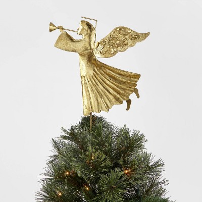 Unlit Metal Botanical Angel Tree Topper Gold - Wondershop™