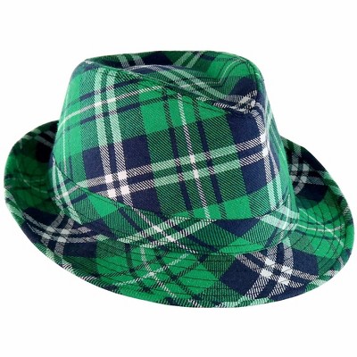 Green plaid store fedora hat