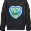 Women's Spongebob Squarepants Heart Porthole Window Lightweight French Terry Wide Neck Long Sleeve Graphic Shirt - Heather Charcoal - X-Large - 2 of 4