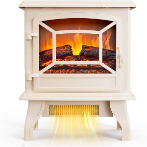 Karl Home 1400-Watt 16.5-inchW Freestanding Fireplace Stove in Beige - 1 of 4