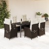 vidaXL Patio Dining Set with Cushions Table and Chairs Set Outdoor Poly Rattan - 63" x 31.5" x 29.1" Without footrest 6 Items - 2 of 4